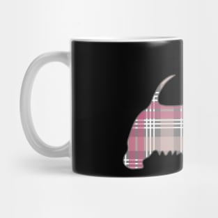 Pink, Grey and White Tartan Scottish Terrier Dog Silhouette Mug